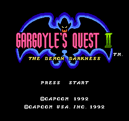 Gargoyle's Quest II - The Demon Darkness (USA) Title Screen